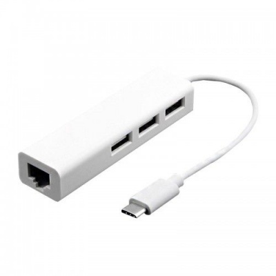 Tuff Luv USB C Ethernet Adapter with 3 USB Port 20 HUB White