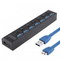 7 Ports USB 30 Hub with Independent Switch – Black colour