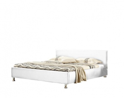 Photo of Hazlo Aleksandr Faux Leather Bed Base with Headboard - White