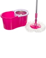 Hazlo 360 Rotating Spin Magic Mop Cleaner Bucket 2 Mop Heads Pink
