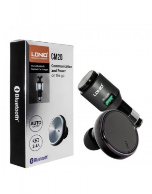Photo of LDNIO 2" 1 Cm20 Mono Bluetooth Headset Plus Car Charger With Auto On-Off Button Multiple Point Connectivity 2.4A USB