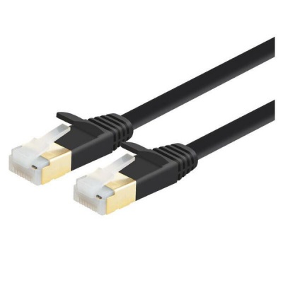 Photo of CAT7 10G Ethernet Flat Network Cable with Gold Plated RJ45 3m Black
