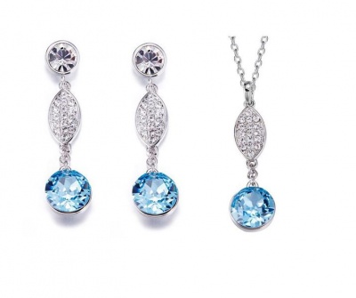 Photo of Chloe Ducci Elegance CDE Layla Necklace & Earring Set with Swarovski Crystals - Silver