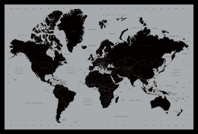 Photo of World Map Contemporary Poster with Black Frame