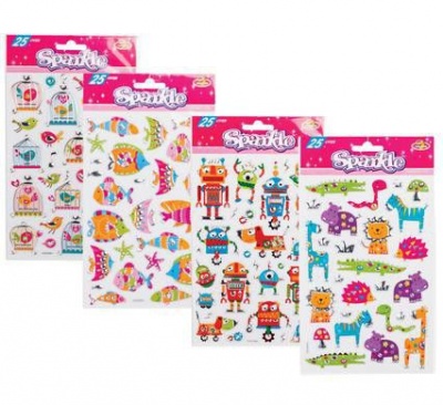 Photo of Bulk Pack 8 x Sparkle Embossed Foil Stickers - Assorted