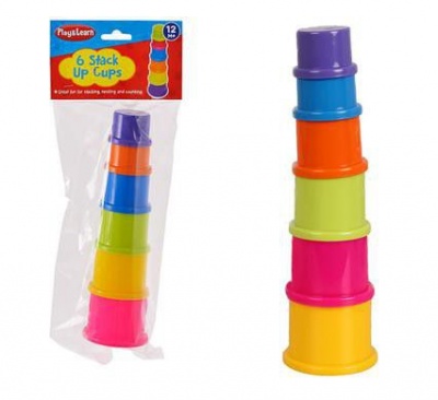 Bulk Pack 6 x Play Learn Stacking Cups Set Stack of 6