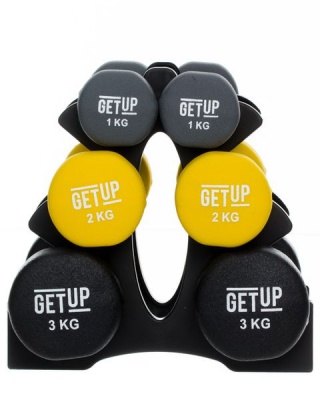 Photo of GetUp 12kg Neoprene Dumbbell Set & Stand