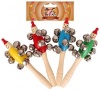 Bulk Pack 5 X Wooden Handle With Bells 19cm - Assorted Colours Photo