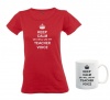 Keep Calm Or I Will Use My Teacher Voice Red T-Shirt And Mug Combo Photo