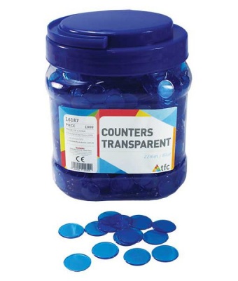 Photo of Teachers First Choice Counters 22mm Transparent Blue