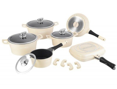 Photo of Royalty Line Marble Coating Cookware Set 15 Piece - Cream