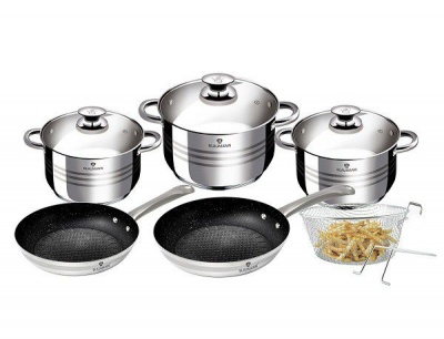 Photo of Blaumann 10-Piece Stainless Steel Jumbo Cookware Set With Marble Coating Fry Pans Bl-3243