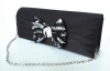 Lavanda Satin Clutch Bag with Sequins Diamante Bow -HY5414 Black Photo