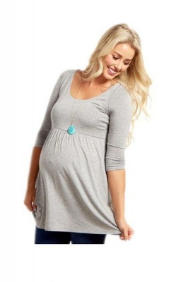 Photo of Absolute Maternity Three Quarter Sleeve Top - Melange Grey