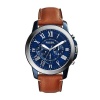 Fossil Mens Grant Light Brown Leather Strap Watch FS5151