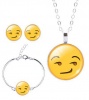 Smirking Face Charm Bracelet Earring & Pendant Set Photo