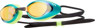 Photo of Tyr Black Hawk Mirrored Racing Goggles - Gold/Green