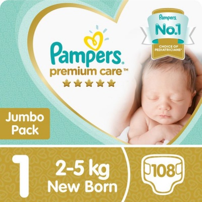 Photo of Pampers Premium Care - Size 1 Jumbo Pack - 108 Nappies