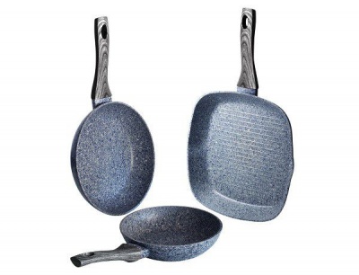 Photo of Berlinger Haus 3-Piece Marble Coating Forest Line Fry & Grill Pan Set - Smoked Wood