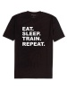 Qtees Africa Eat Sleep Train Repeat Black Mens T-Shirt Photo