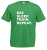 Qtees Africa Eat Sleep Train Repeat Green Mens T-Shirt Photo