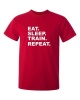 Qtees Africa Eat Sleep Train Repeat Red Mens T-Shirt Photo