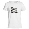 Qtees Africa Eat Sleep Train Repeat White Mens T-Shirt Photo