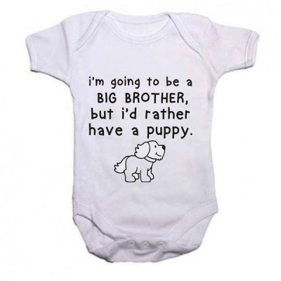Photo of Brother Qtees Africa I'm Going To Be A Big But I'd Rather Have A Puppy Short Sleeve Boys Baby Grow