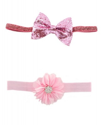 Photo of Croshka Designs Set of Two Bow & Flower Headbands in Pink