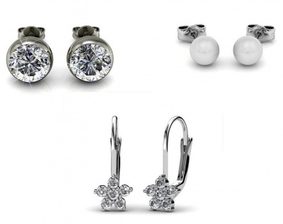 Photo of Destiny Angelis 3 Pair Earring Set with Swarovski Crystals