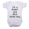 Qtees Africa I'm A Rugby And Milk Kinda Guy Baby Grow Photo