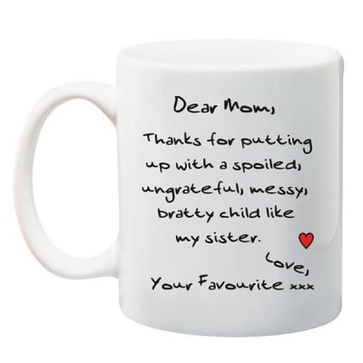 Photo of Qtees Africa Dear Mom Thanks For Putting Up with My Sister Printed Mug - White