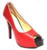 Lavanda Peep Toe High Heel Platform Court Shoes - Red Photo