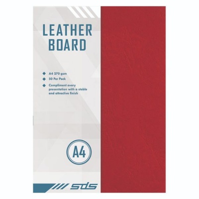 Photo of SDS Leather Grain Board Red A4 270gsm - Pack Of 50