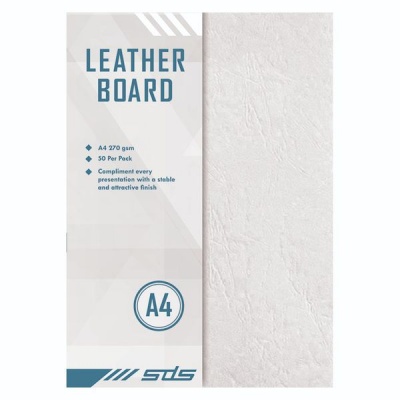 Photo of SDS Leather Grain Board White A4 270gsm - Pack Of 50