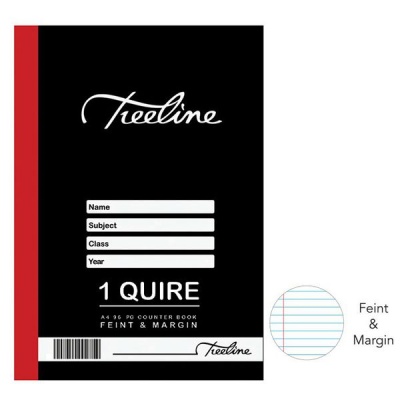 Photo of Treeline Hard Cover Book 1 Quire A4 96 pg - Feint & Margin - pack of 5