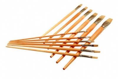 Photo of Treeline Long Handle Brushes Flat Size 1-12 Set Paint Brushes