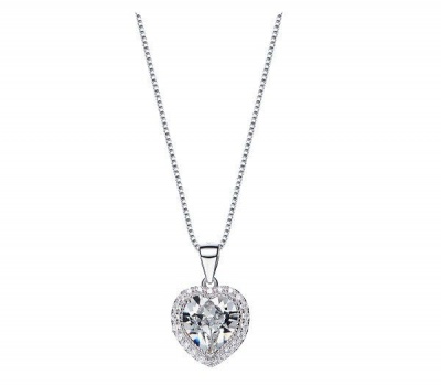 Photo of Chloe Ducci Elegance CDE 925 Sterling Silver Birthstone Heart Necklace with Swarovski Crystals - Diamond