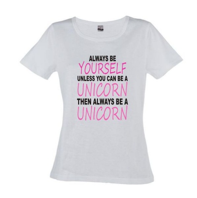 Photo of Qtees Africa Always Be Yourself Unless You Can Be A Unicorn Then Always Be A Unicorn Ladies T-Shirt - Black