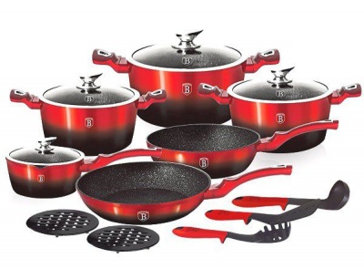 Photo of Berlinger Haus Marble Coating Cookware 15 Piece Set - Black Burgundy Edition