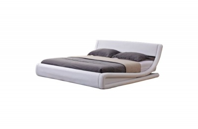 Photo of Hazlo Gabriela Modern Curve Style Faux Leather Bed Base - White