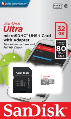 SanDisk 32GB Ultra Micro UHS I SDHC C10