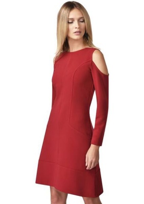 Photo of Closet London Ladies Cold Shoulder A-Line Dress - Red