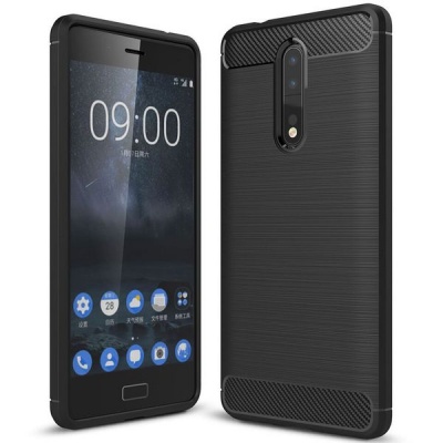 Photo of Nokia Tuff-Luv Carbon Fibre Effect Shockproof Protective Back Cover Case for 8 - Black