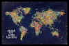 World Map - Colour your World Poster with Black Frame Photo