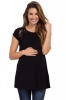 Absolute Maternity Cap Sleeve Lace Insert Top - Black Photo