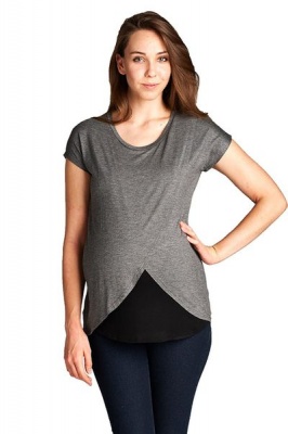 Photo of Absolute Maternity Summer Tulip Nursing Top - Black & Grey