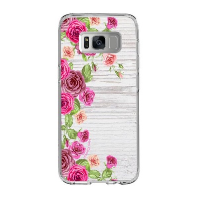 Photo of Samsung Hey Casey! White Washed Mock Wood & Roses Phone Case for S8