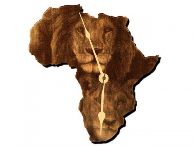 Photo of Wall Clock-Engraved Hardwood- Lions of Africa