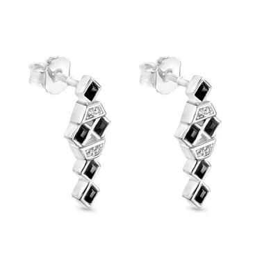 Photo of Dhia Jewellery Dhia Black Square Earrings in Sterling Silver Made with Crystals from Swarovski
